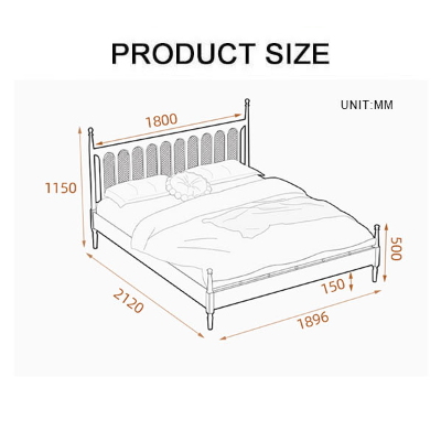 Minimalist flora king size bed frame in cherry wood with slatted headboard and footboard, king size bed design