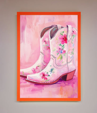 Floral Cowboy Boots Framed Poster