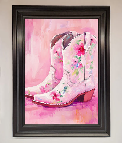 Floral Cowboy Boots Framed Poster