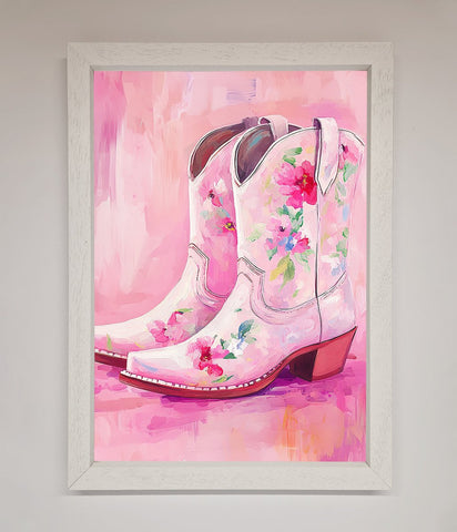 Floral Cowboy Boots Framed Poster