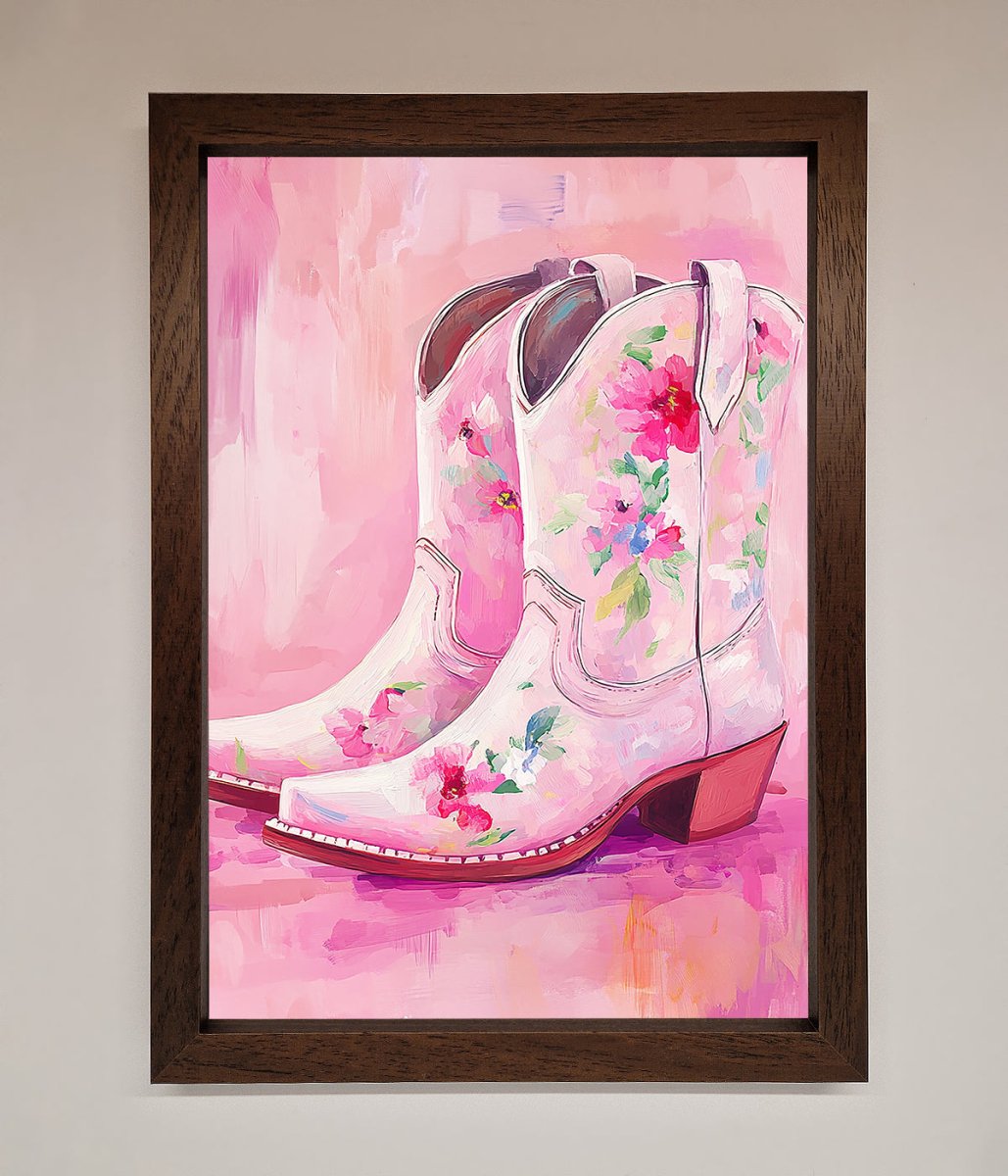 Floral Cowboy Boots Framed Poster