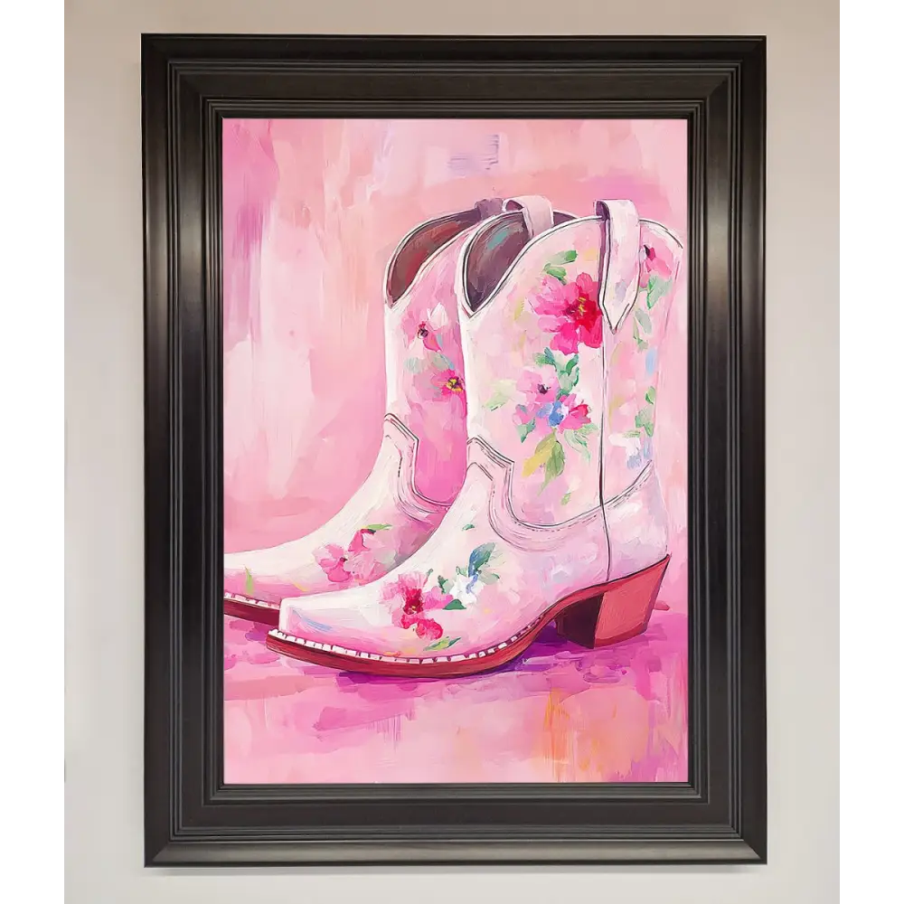 Floral Cowboy Boots Framed Poster - A3 (29.7 x 42 cm) / Matt Black - Framed Print