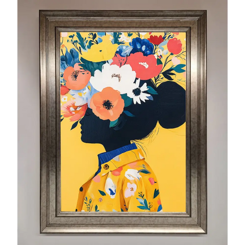 Floral Explosion Yellow Framed Print - A3 (29.7 x 42 cm) / Silver - Framed Print