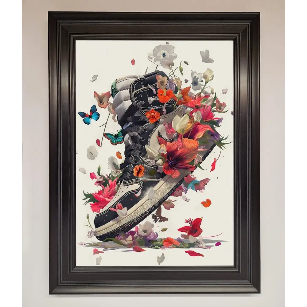 Floral Sneakers Framed Print - A1 (59.4 x 84.1 cm) / Matt Black - Framed Print