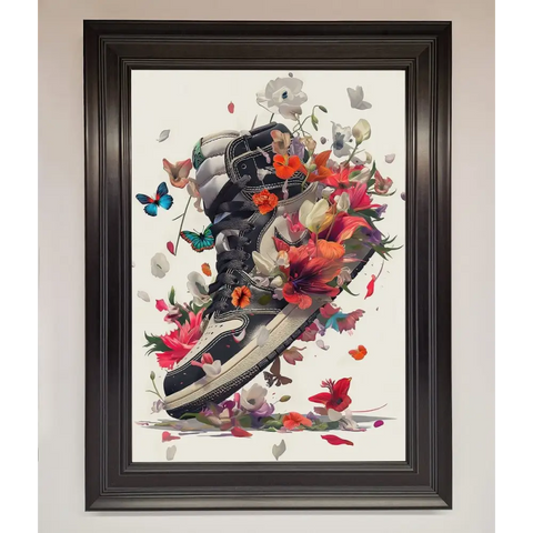 Floral Sneakers Framed Print - A1 (59.4 x 84.1 cm) / Matt Black - Framed Print