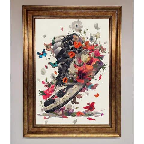 Floral Sneakers Framed Print - B0 (100 x 141 cm) / Bronze - Framed Print