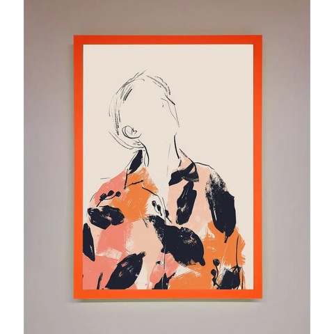Floral Thinker Framed Wall Art - A3 (29.7 x 42 cm) / Neon Orange - Framed Print