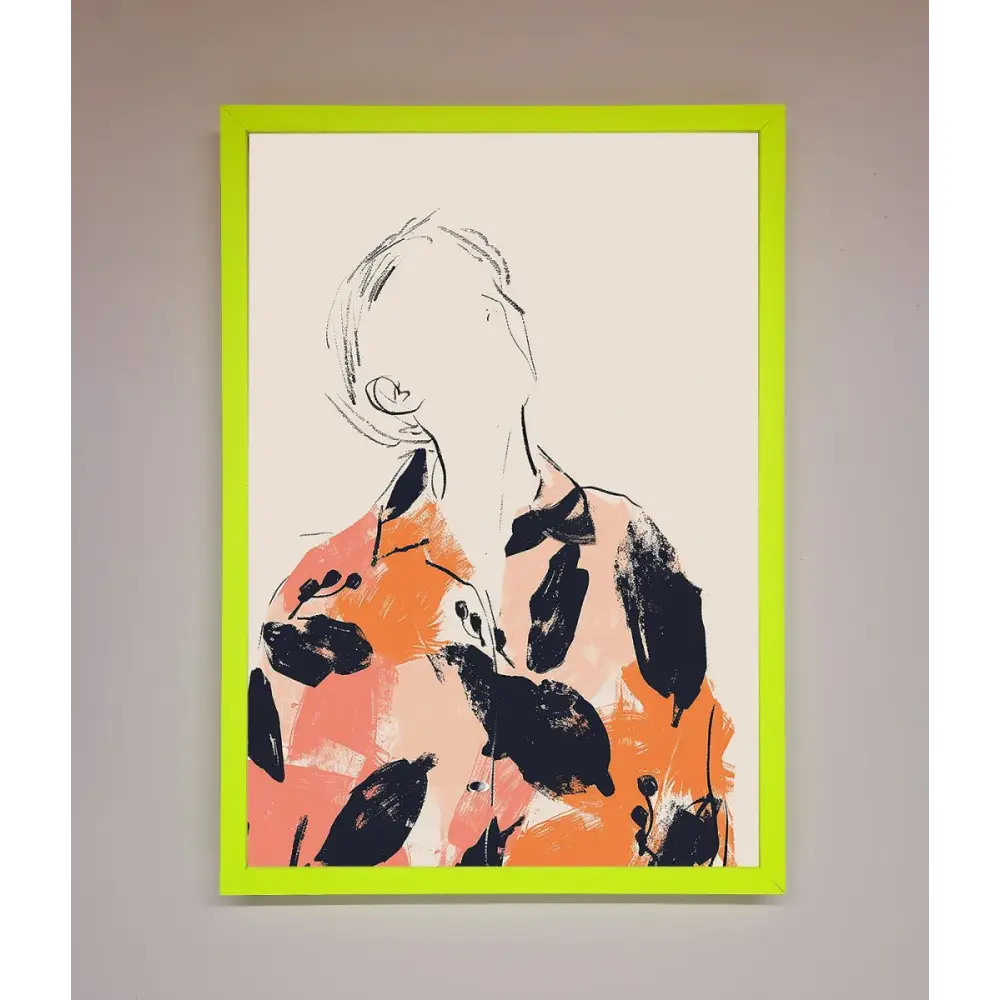 Floral Thinker Framed Wall Art - B0 (100 x 141 cm) / Neon Green - Framed Print