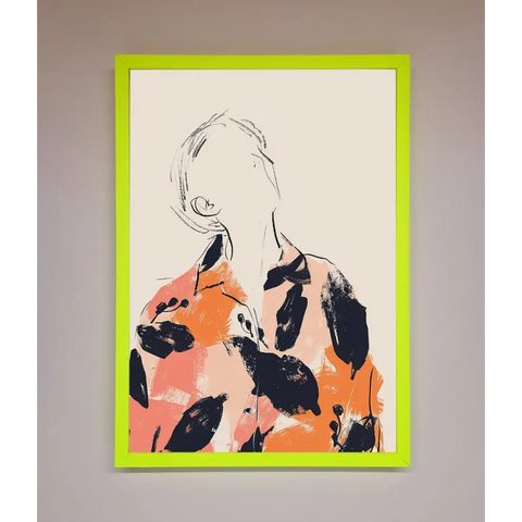 Floral Thinker Framed Wall Art - B0 (100 x 141 cm) / Neon Green - Framed Print