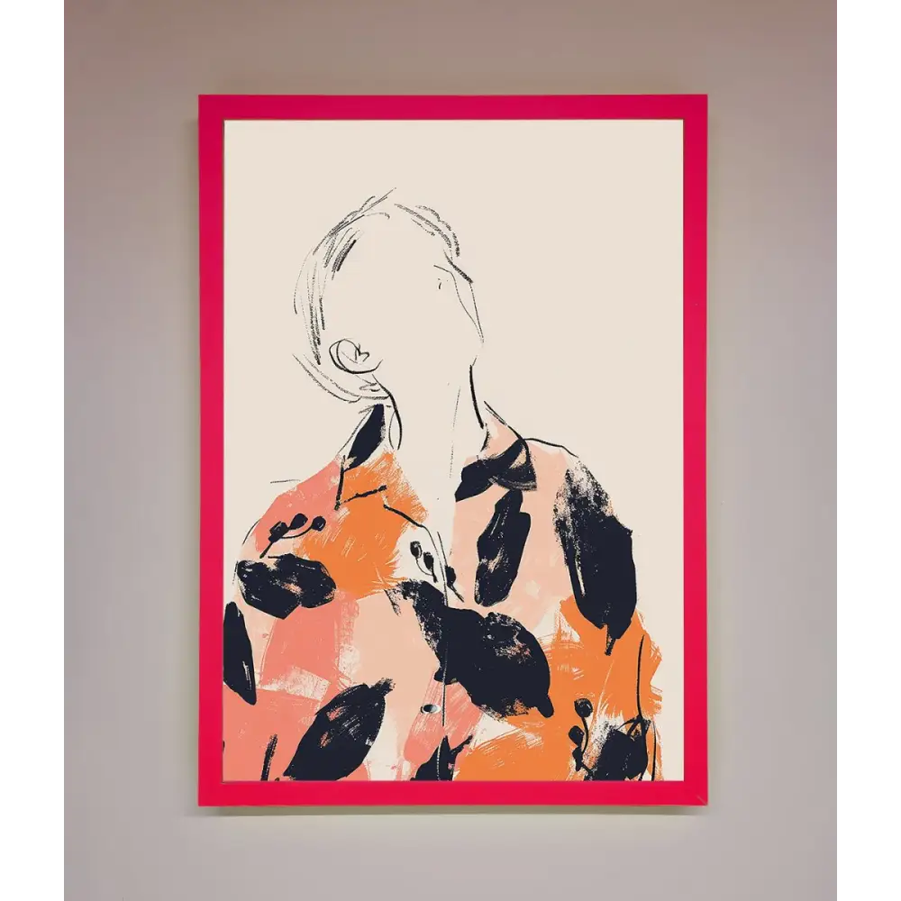 Floral Thinker Framed Wall Art - B0 (100 x 141 cm) / Neon Pink - Framed Print