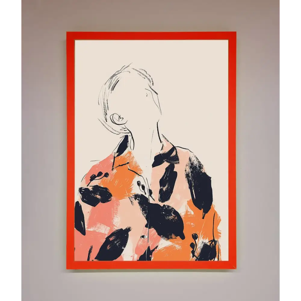 Floral Thinker Framed Wall Art - B0 (100 x 141 cm) / Neon Red - Framed Print