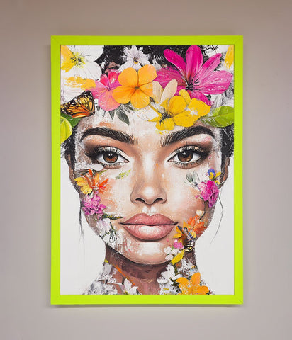 Floral Woman Face Framed Print