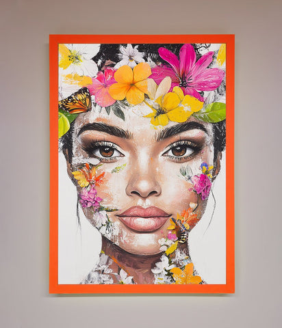 Floral Woman Face Framed Print