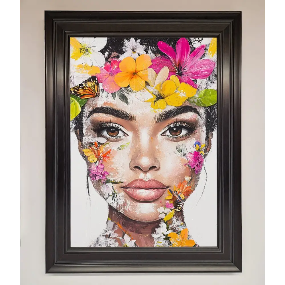 Floral Woman Face Framed Print - A1 (59.4 x 84.1 cm) / Matt Black - Framed Print