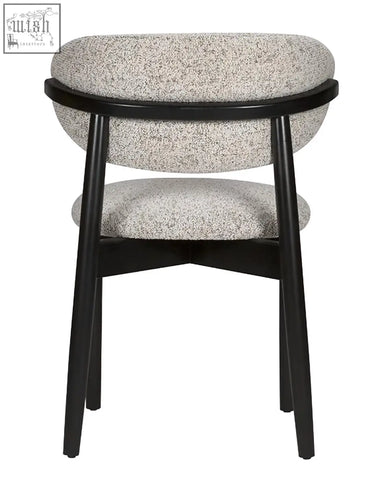 Florence dining chair with speckled gray upholstered seat and solid beech wood black legs perfect for modern dining rooms