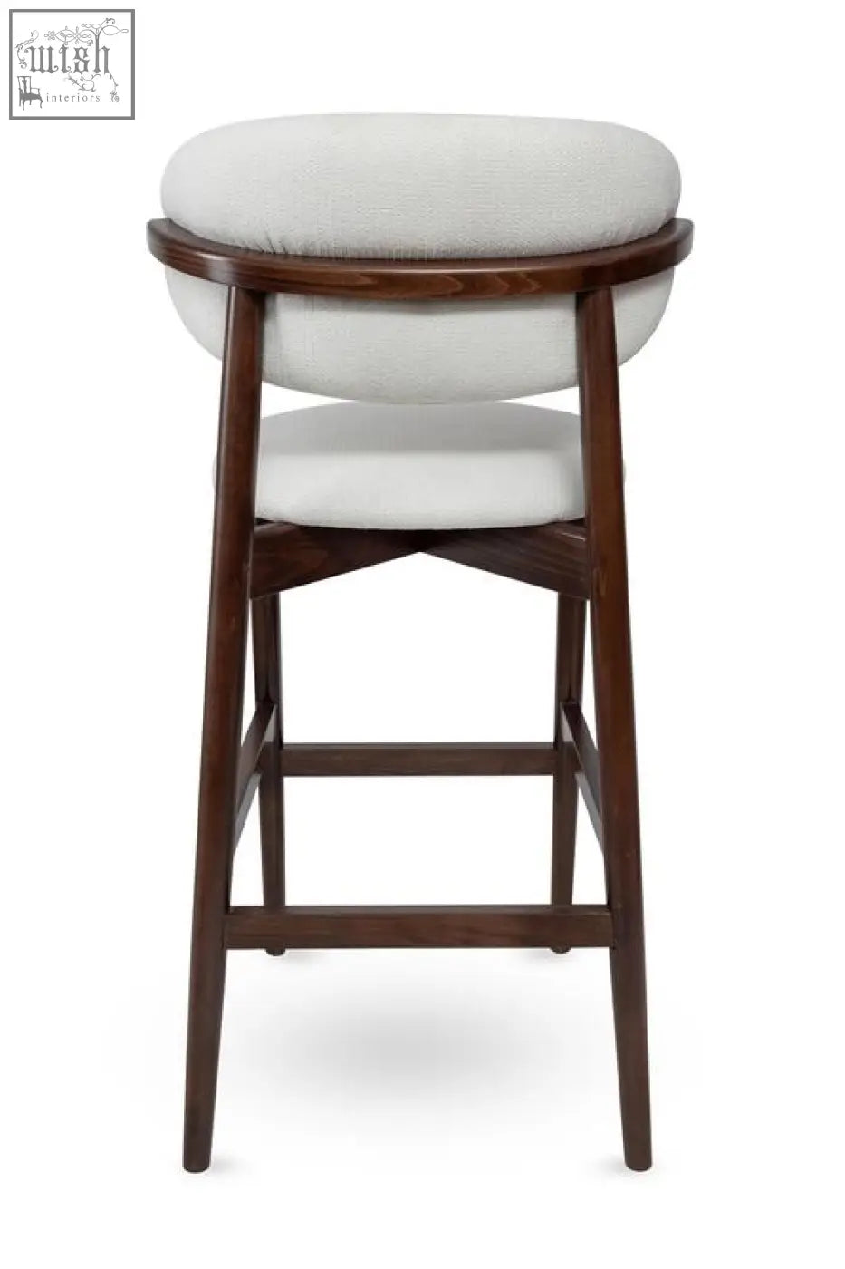 Florence high stool with solid beech frame and light gray high density foam upholstered seat and backrest