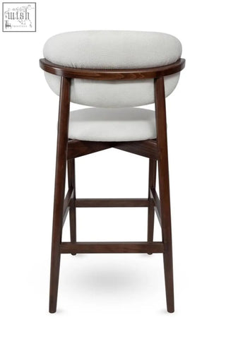 Florence high stool with solid beech frame and light gray high density foam upholstered seat and backrest