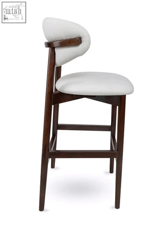 Florence high stool with solid beech frame and plush white seat featuring high density foam for comfort
