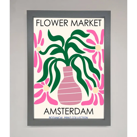 Flower Market Amsterdam Framed Poster - A3 (29.7 x 42 cm) / Dark Grey - Framed Print