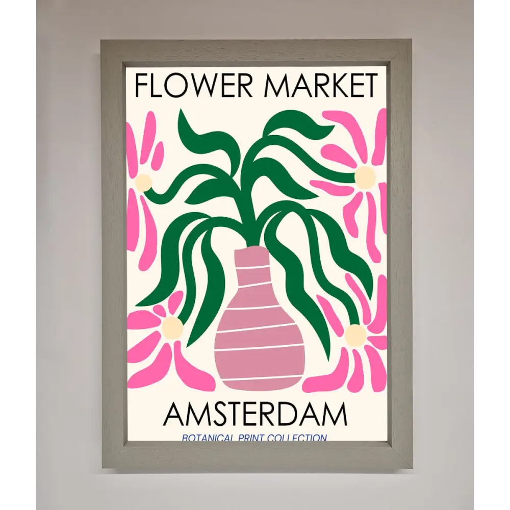 Flower Market Amsterdam Framed Poster - A3 (29.7 x 42 cm) / Grey - Framed Print