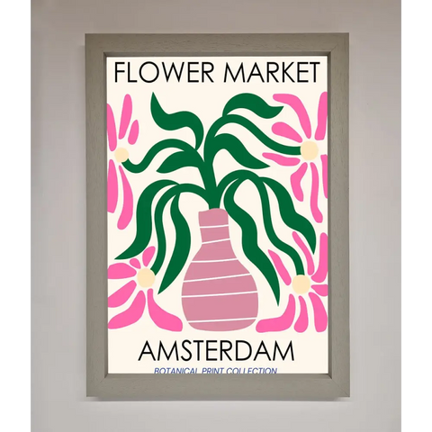 Flower Market Amsterdam Framed Poster - A3 (29.7 x 42 cm) / Grey - Framed Print