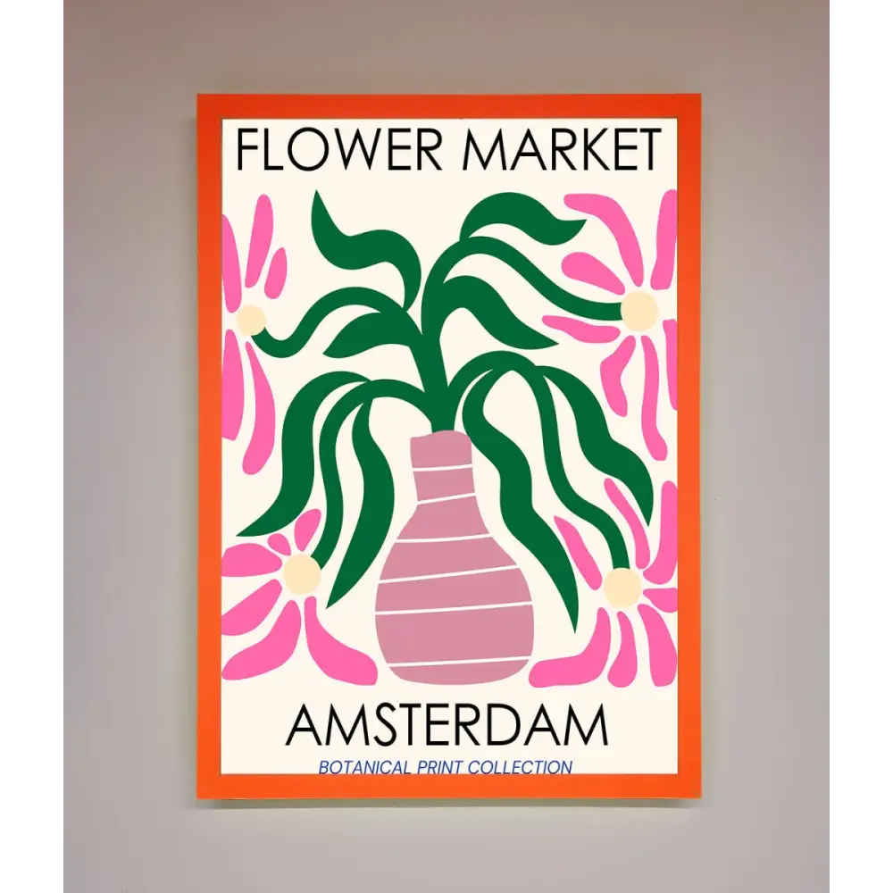 Flower Market Amsterdam Framed Poster - A3 (29.7 x 42 cm) / Neon Orange - Framed Print