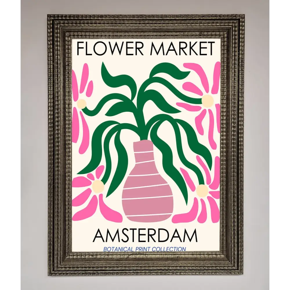 Flower Market Amsterdam Framed Poster - A3 (29.7 x 42 cm) / Ornate Silver - Framed Print