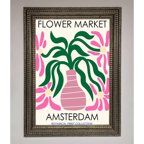 Flower Market Amsterdam Framed Poster - A3 (29.7 x 42 cm) / Ornate Silver - Framed Print