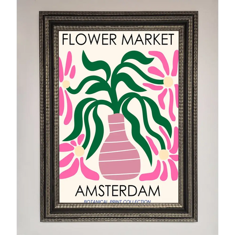 Flower Market Amsterdam Framed Poster - A3 (29.7 x 42 cm) / Ornate Silver Black - Framed Print