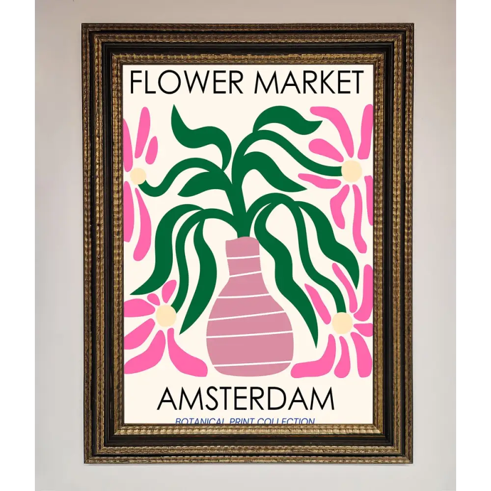 Flower Market Amsterdam Framed Poster - A3 (29.7 x 42 cm) / Ornate Gold Black - Framed Print