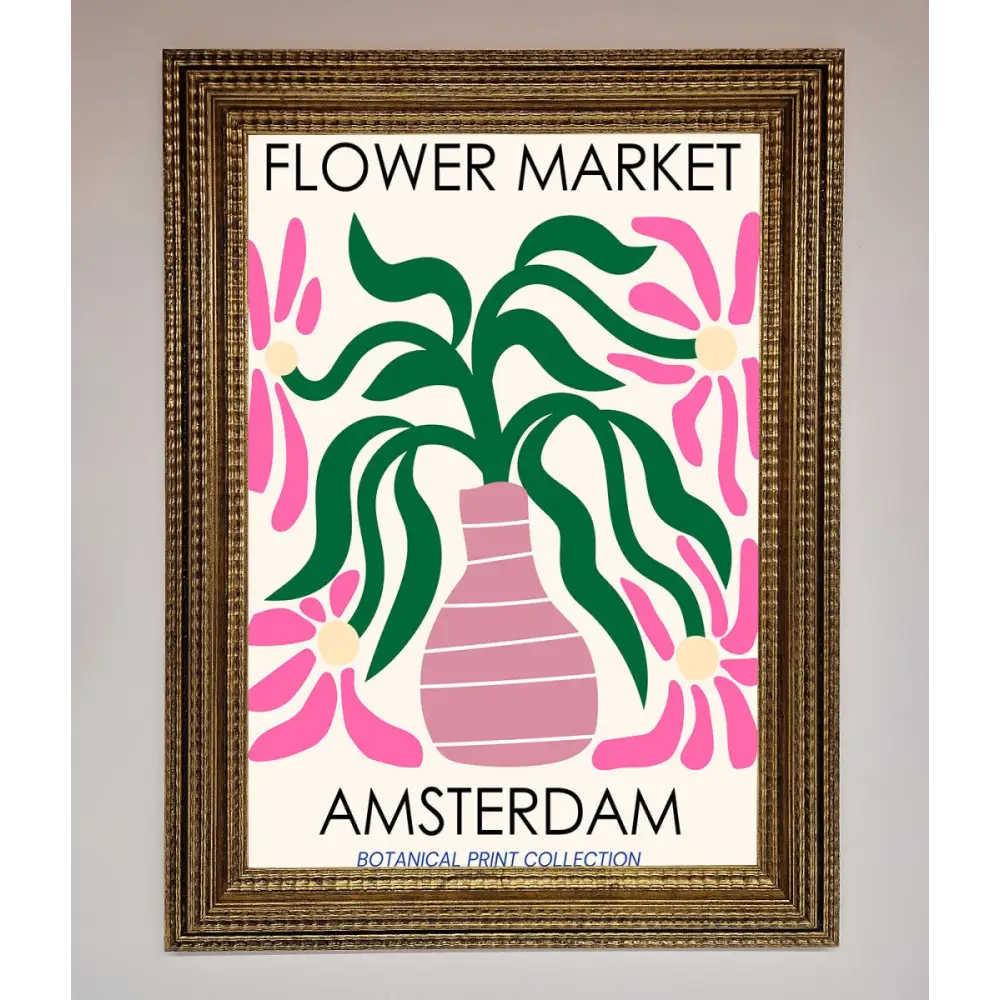 Flower Market Amsterdam Framed Poster - A3 (29.7 x 42 cm) / Ornate Gold - Framed Print