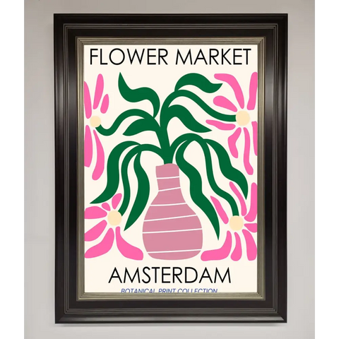 Flower Market Amsterdam Framed Poster - B0 (100 x 141 cm) / Black Silver - Framed Print
