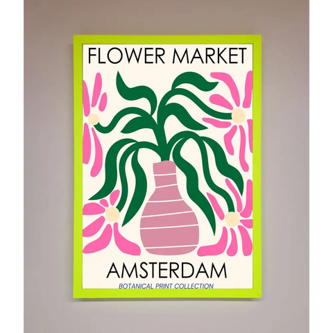 Flower Market Amsterdam Framed Poster - B0 (100 x 141 cm) / Neon Green - Framed Print