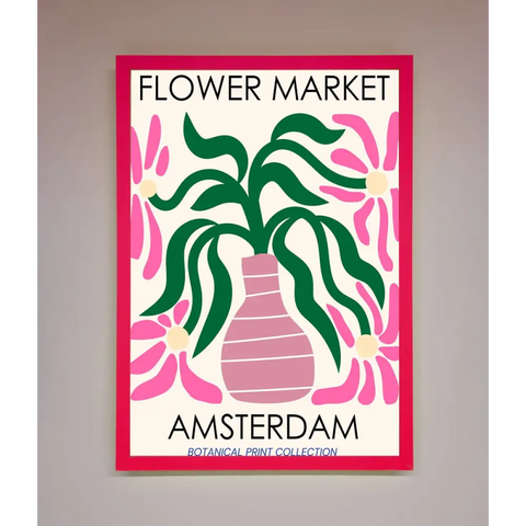 Flower Market Amsterdam Framed Poster - B0 (100 x 141 cm) / Neon Pink - Framed Print