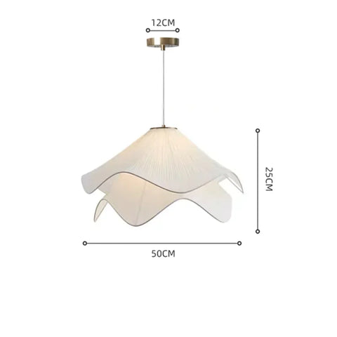 A delicate off-white flowers cloth chandelier with soft layered petals and brass ceiling mount pendant lights for home decor