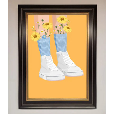 Flowers In Socks Framed Poster - A3 (29.7 x 42 cm) / Black Gold - Framed Print