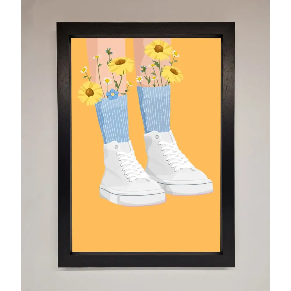 Flowers In Socks Framed Poster - A3 (29.7 x 42 cm) / Black - Framed Print