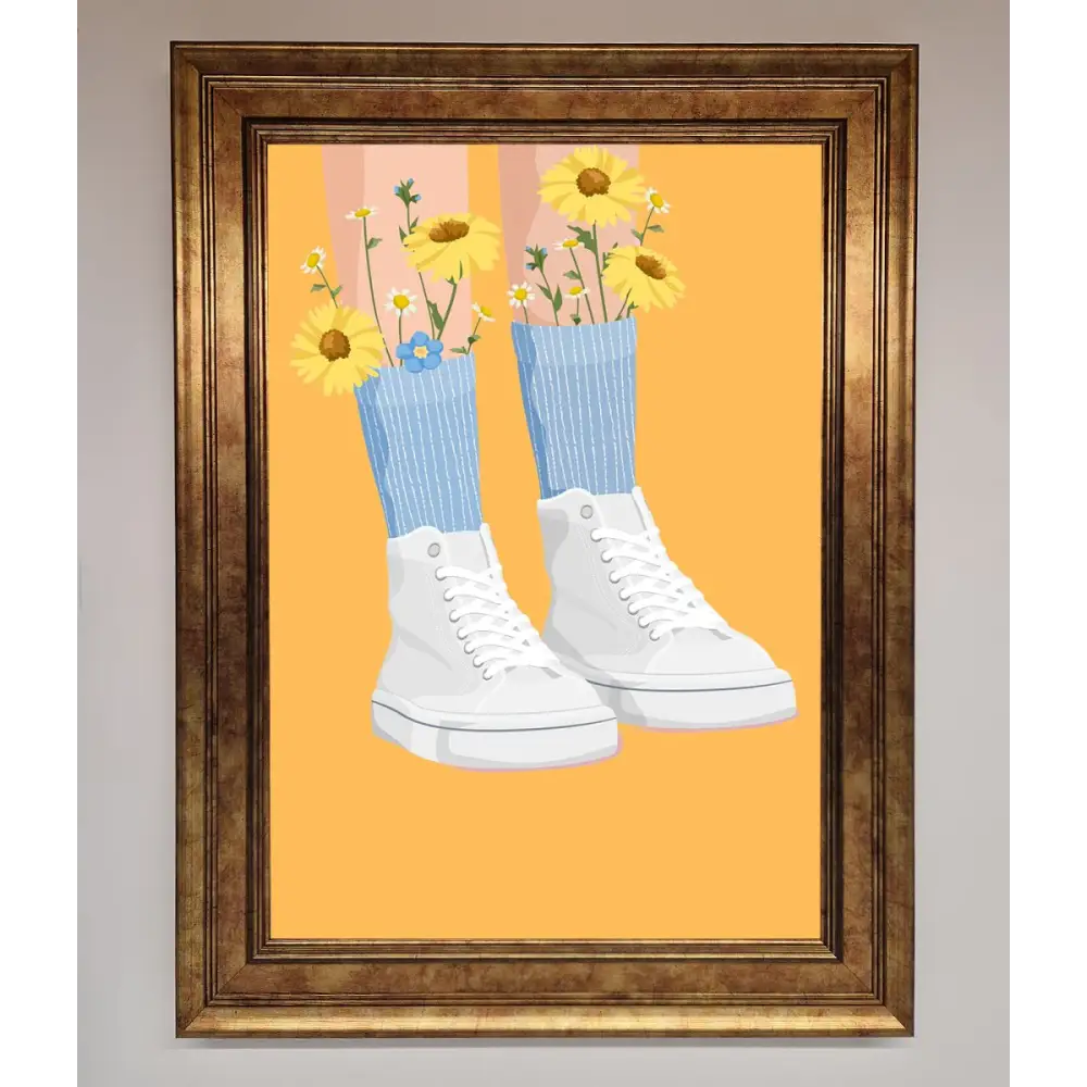Flowers In Socks Framed Poster - A3 (29.7 x 42 cm) / Bronze - Framed Print