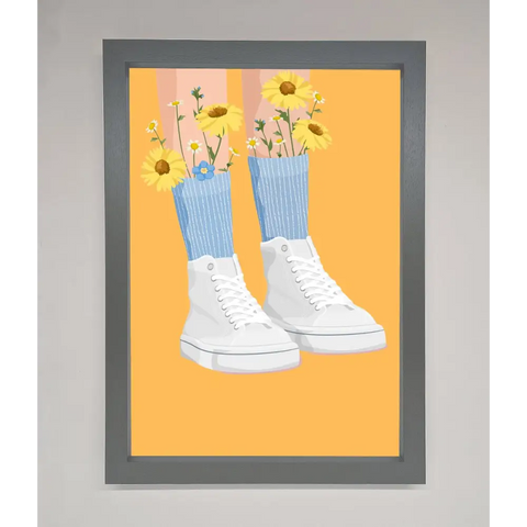 Flowers In Socks Framed Poster - A3 (29.7 x 42 cm) / Dark Grey - Framed Print