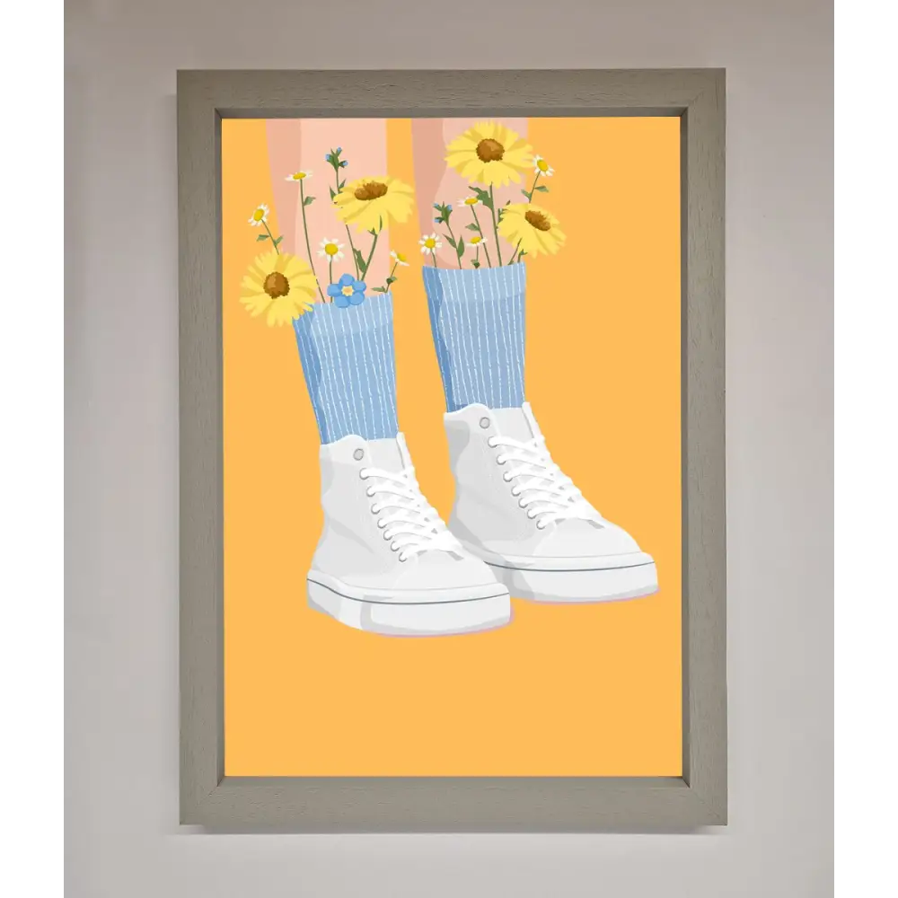Flowers In Socks Framed Poster - A3 (29.7 x 42 cm) / Grey - Framed Print
