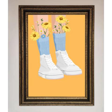 Flowers In Socks Framed Poster - A3 (29.7 x 42 cm) / Ornate Gold Black - Framed Print