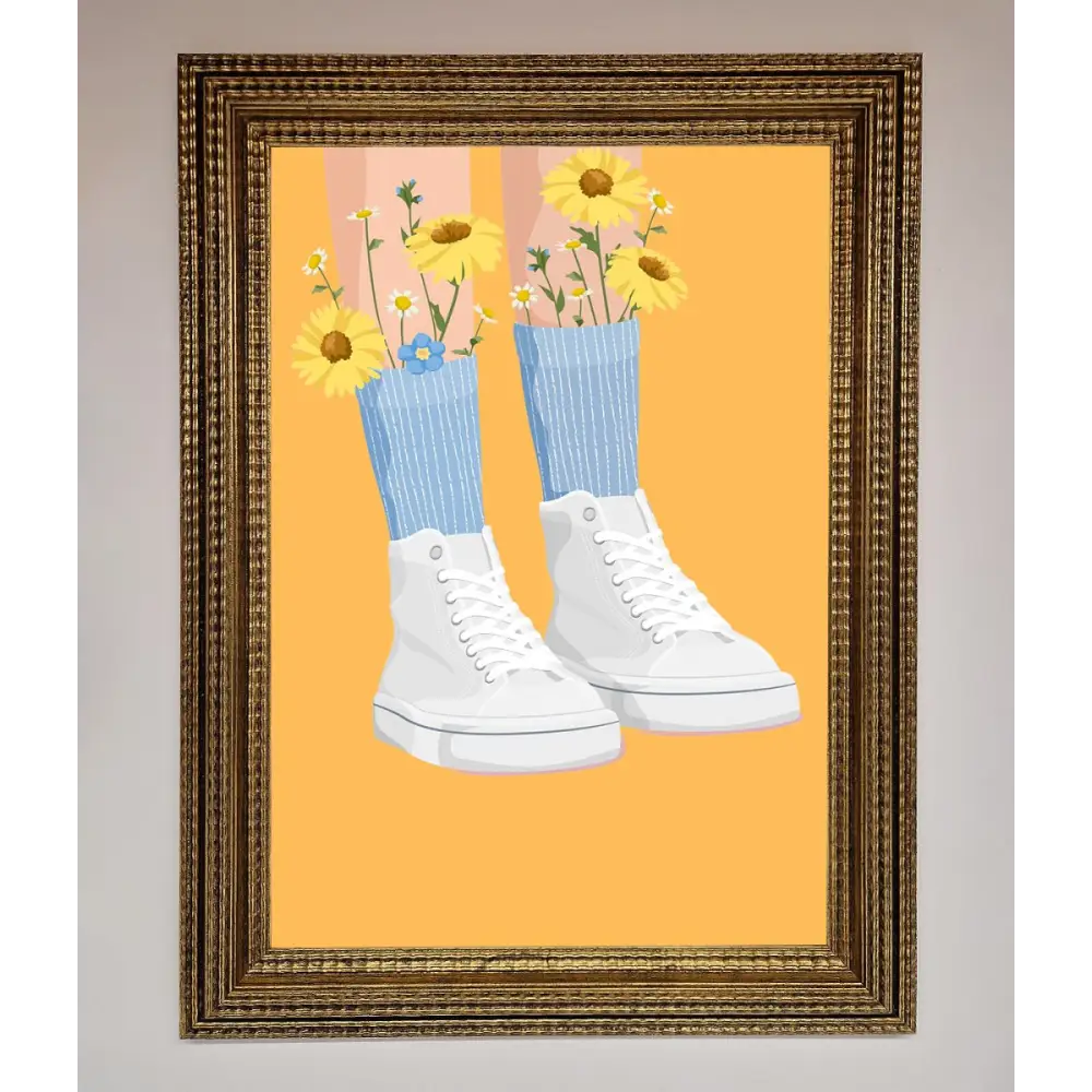 Flowers In Socks Framed Poster - A3 (29.7 x 42 cm) / Ornate Gold - Framed Print