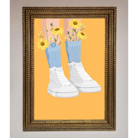 Flowers In Socks Framed Poster - A3 (29.7 x 42 cm) / Ornate Gold - Framed Print