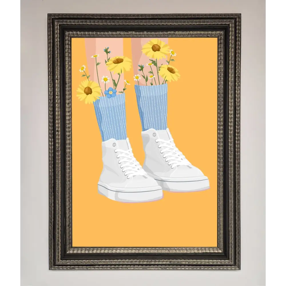 Flowers In Socks Framed Poster - A3 (29.7 x 42 cm) / Ornate Silver Black - Framed Print