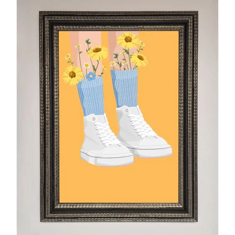 Flowers In Socks Framed Poster - A3 (29.7 x 42 cm) / Ornate Silver Black - Framed Print