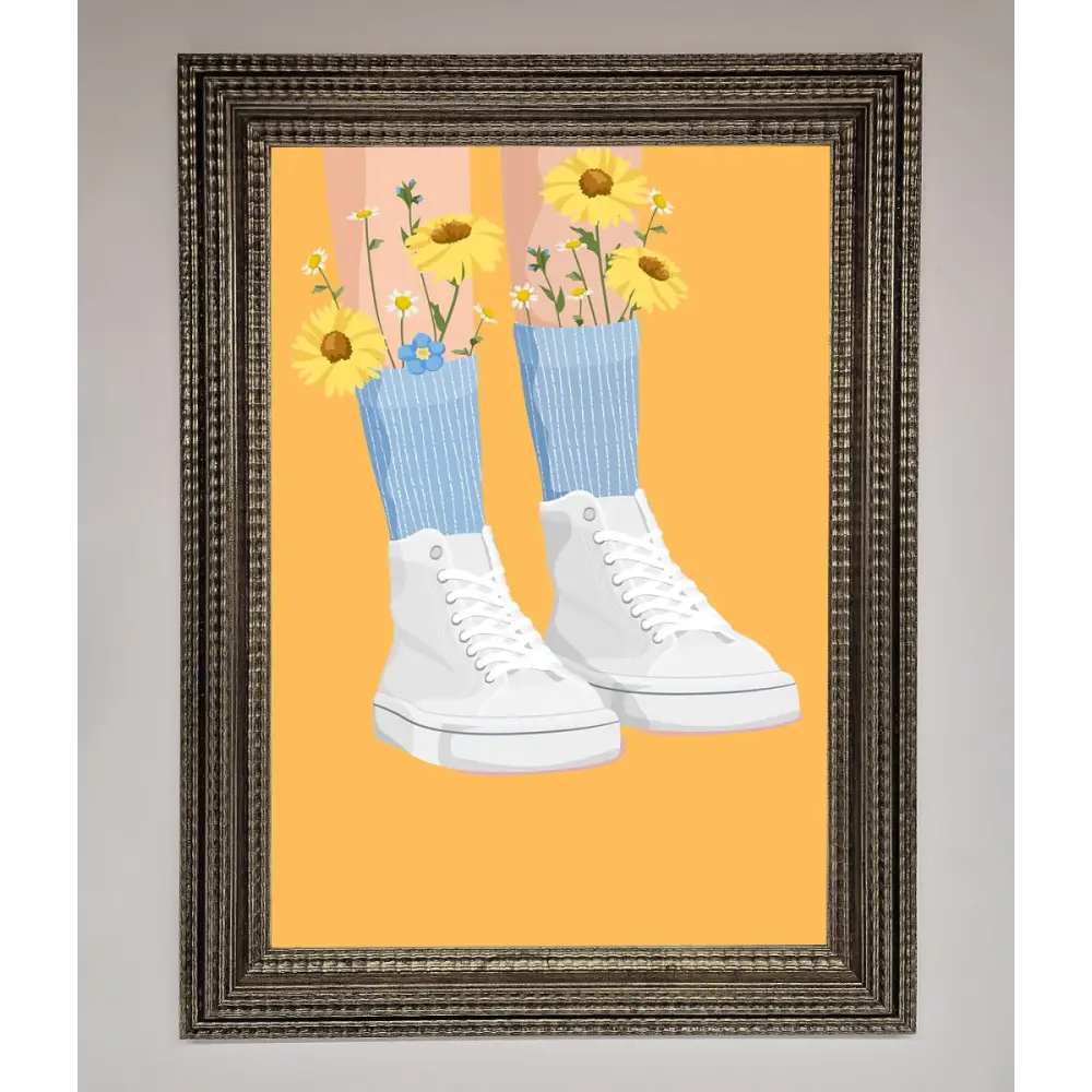 Flowers In Socks Framed Poster - A3 (29.7 x 42 cm) / Ornate Silver - Framed Print