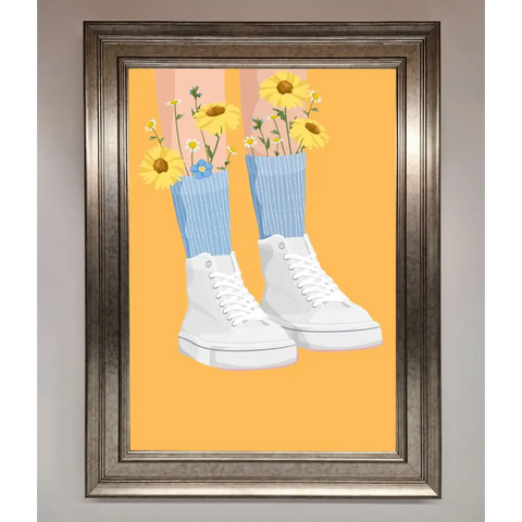 Flowers In Socks Framed Poster - A3 (29.7 x 42 cm) / Silver - Framed Print