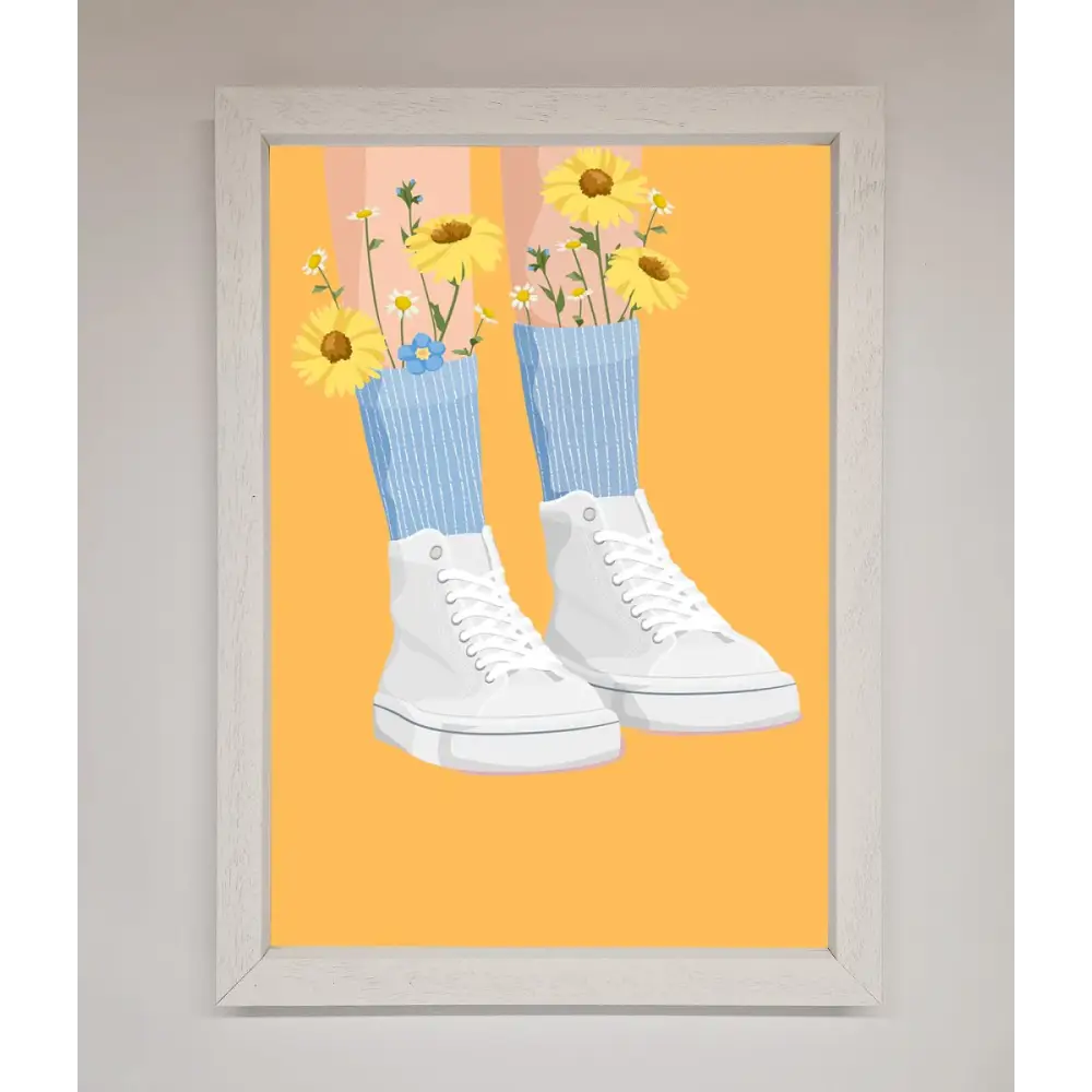 Flowers In Socks Framed Poster - A3 (29.7 x 42 cm) / White - Framed Print
