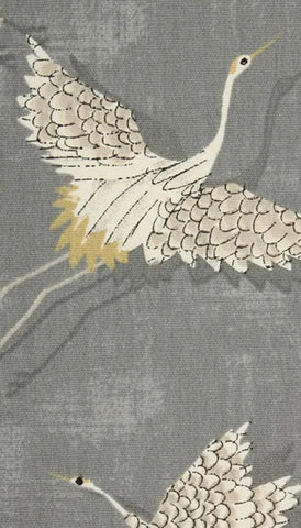 Gray flying birds drum lampshade ceiling shade with crane design and white lining fitting sits 3-4cm