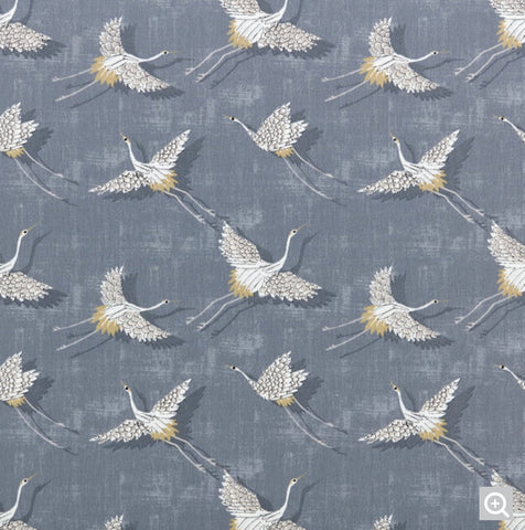 Gray flying birds drum lampshade ceiling shade in slate with white lining and a fitting that sits 3-4cm